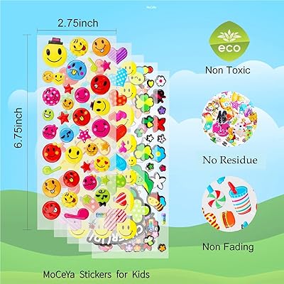 Stickers for Kids Toddlers Stickers – MoCeYa 1200+ Puffy Stickers for  Toddlers Bulk Sticker Sheets School Stickers for Girls Boys Stickers Packs  Party