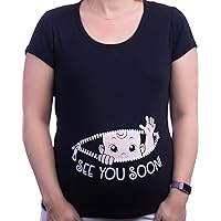 See You Soon! | Cute Funny Maternity Pregnancy Baby Scoop Neck Top T-Shirt for Pregnant Women