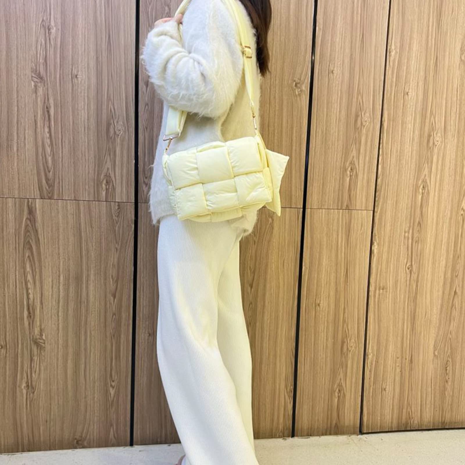 NAARIIAN puffer purse woven padded cassette crossbody bag with coins organizer nylon lightweight women's shoulder handbag