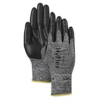 Ansell 103385 HyFlex 11-801 Grey and Black Nitrile Coated Machine Knit Gloves, 0.42