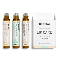 Benatu Lip Essential Oils Set with Vitamin E, Non-sticky Natural Roll On Gift for Women, Dry Lip Hydrating & Moisturizing Care - Enriched With Jojoba, Grapeseed, Argan Oil