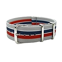 HNS 20mm Double Graphic Printed Stripe Ballistic Nylon Watch Strap Polished Buckle NT179