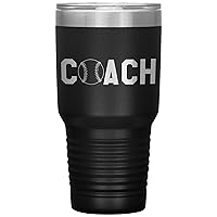 Baseball Coach Tumbler - Baseball Coach Gift 30oz Insulated Engraved Stainless Steel Baseball Coach Cup Black