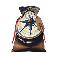 GeRRiT Sail Boat Nautical Compass Print Christmas Drawstring Candy Gift Bags,Goody Bags,For Xmas Holiday Presents Party Favor