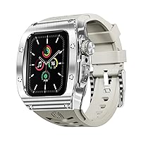 Luxury Stainless Steel Case Modification Kit，For Apple Watch 9 45mm Rubber Band，For iWatch Series 9 8 7 6 5 SE 44mm 45mm