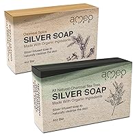 Oatmeal Spice & Charcoal Tea Tree Silver Soap Bundle - 30 ppm Silver - 4 oz