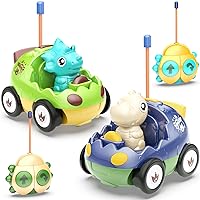 Yeaye Toddler Remote Control Car, 2 Pack RC Cars, Cartoon Cars for Toddlers 18 Months, Toddler Toys for Kids Age 2 3 4 5 Years Old, Birthday Gift for Boys Girls Age 2-4 Years Old(Green Blue)