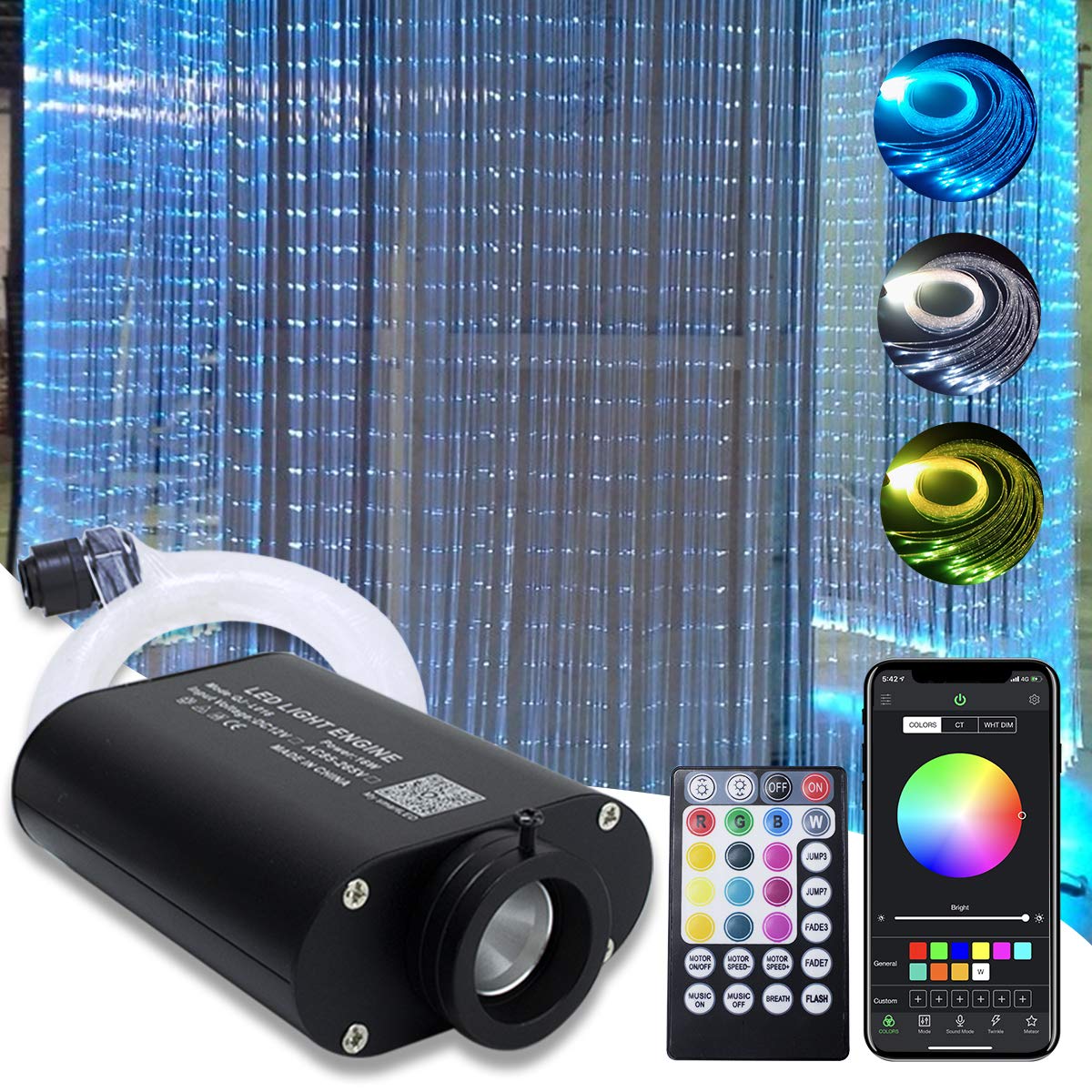 Mua AMKI 16W Bluetooth Fiber Optic Curtain Light Kit, RGBW ...