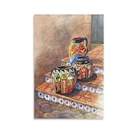 Mexican Culture Ceramic Painted Pottery, Mexican Culture Art Poster Canvas Wall Art Prints for Wall Decor Room Decor Bedroom Decor Gifts 16x24inch(40x60cm) Unframe-Style