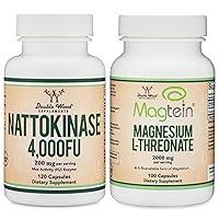 Nattokinase Supplement 4,000 FU Servings (120 Capsules), Magnesium L Threonate (100 Capsules)