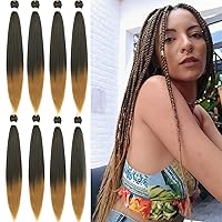 Callia 32 Inch Pre Stretched Braiding Hair Extension 8 Packs Soft Yaki Texture Braiding Hair Pre Stretched Hot Water Setting Synthetic Hair Extension For Twist Braiding (32Inch-8PACK, 1B/27)