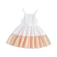 Toddler Kids Baby Girls Summer Casual Sleeveless Straps Patchwork Solid Color Dress Party Snowflake