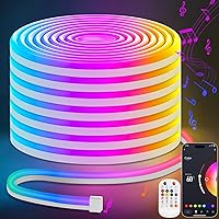 LED Strip Lights 32.8Ft, RGB Led Neon Rope Lights with App Remote Control, Music Sync Color Changing Waterproof Flexible Led Light Strip, Cuttable Gaming 24V Neon Lights for Bedroom Indoor