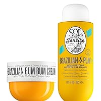 Brazilian Bum Bum Cream 240mL & Brazilian 4 Play Moisturizing Shower Cream Gel Body Wash 385mL Bundle