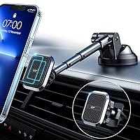 VANMASS Magnetic Phone Car Mount, [6X Super Strong Magnets] Suction Cup Phone Holder for Car [Industry-Leading] Universal Magnetic Car Mount, Enhanced Gel Suction Cup Car Mount for All Phones