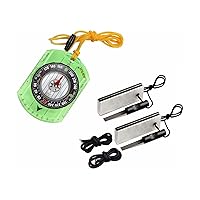 AOFAR Magnesium Fire Starter AF-374 (2-Pack) and Compass AF-362 for Camping, Hiking, Hunting, Outdoor Survival, Boy Scout Compass for Kids, Navigation and Survival Lightweight