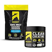 100% Whey Protein Powder, Unflavored 2 lb & Creatine Monohydrate Powder, Unflavored 45 Servings