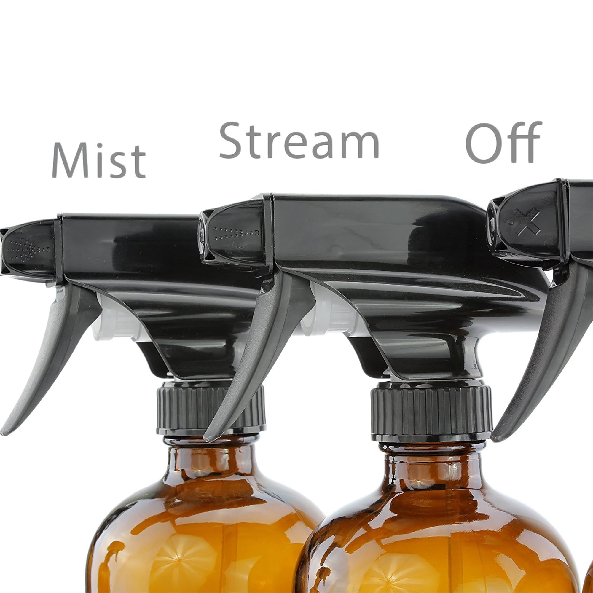 Cornucopia 16oz Amber Glass Spray Bottles w/Reusable Chalk Labels (2 Pack), Heavy Duty Mist & Stream 3-Setting Sprayer; Great for Essential Oils