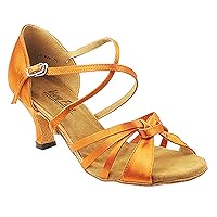 Very Fine Ladies Women Ballroom Dance Shoes EK2791LED Limited Dark Tan Satin 2.5