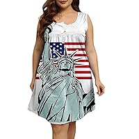 Womens Casual V-Neck Independence Day America Flag Vacation Dresses Spring Dresses for Women 2024 Clothes Funny Sexy