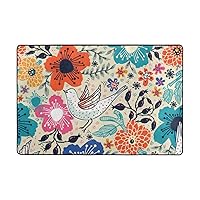 My Daily Cartoon Bird and Flower Floral Vintage Area Rug 2 x 3 Feet, Living Room Bedroom Kitchen Decorative Unique Lightweight Printed Rugs Carpet