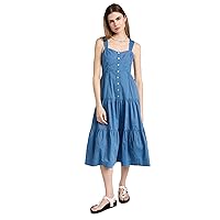Madewell Women's Button-Front Tiered Midi Dress in Stripe