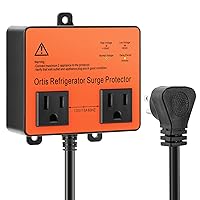 Refrigerator Surge Protector, Ortis Double Outlet Voltage Protector for Home Appliances with Time Delay, Protects Against Brownout, Spike, Instant Surge All Voltage Abnormalities, Orange