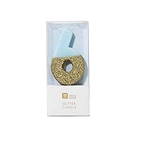Talking Tables Blue Number 6 Candle with Gold Glitter Premium Quality Cake Topper Decoration for Kids, Adults, Boys, 16th, 60th Birthday Party, Anniversary, Milestone Age, Height 8cm, 3