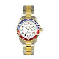 Del Mar 50258 43mm Stainless Steel Quartz Watch w/Stainless Steel Band in Two Tone with a White dial