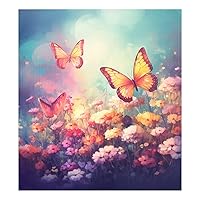 ALAZA Butterfly Flowers Rainbow Dishwasher Magnet Cover Magnetic Refrigerator Magnet Cover Fridge Sticker Home Kitchen Decor,23 x 26 inch