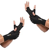 Copper Compression Arthritis Gloves | Fingerless Arthritis Carpal Tunnel Pain Relief Gloves For Men & Women | Hand Support Wrist Brace For Rheumatoid, Tendonitis, Swelling, Crocheting 2 Pairs Black S