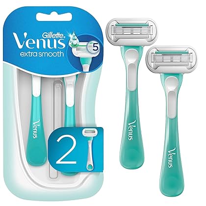 Gillette Venus Extra Smooth Sensitive Disposable Razors for Women with Sensitive Skin, 2 Count