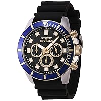 Invicta Men's Pro Diver 45mm Silicone Chronograph Quartz Watch, Black (Model: 46082)