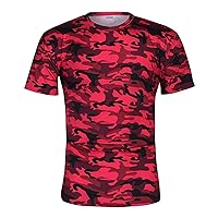 Mens Camouflage Short Sleeve T-Shirts Military Crewneck Camo Athletic Shirts Summer Lightweight Pullover Tops