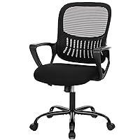 Basics Ergonomic Executive Office Desk Chair with Flip-up Armrests,  Adjustable Height, Tilt and Lumbar Support, Cream Bonded Leather, 29.5D x
