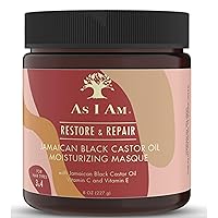 As I Am JBCO Masque 8oz - Deep Conditioning & Hydration - Repairs, Restores Scalp Health - Vegan & Cruelty Free - Enriched with Nano Jamaican Black Castor Oil, Vitamins C & E