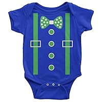 Threadrock Baby Boys' Green Tuxedo Bow Tie & Suspenders Infant Bodysuit