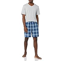 Amazon Essentials Men's Cotton Poplin Short with Cotton T-Shirt Pajama Set