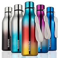 BJPKPK Insulated Water Bottles, 18oz Stainless Steel Metal Water Bottle with Strap, BPA Free Leak Proof Thermos,Mugs,Flasks, Reusable Water Bottle for Sports & Travel, Caribbean Sunrise