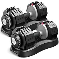 ATIVAFIT Adjustable Dumbbell Set, 55LB Dumbbell Weights Set, 10 in 1 Free Weights Fast Adjusted by One Hand, Dumbbells with Safety Lock, Anti-Slip Handle and Tray for Home Gym Workout Fitness Strength Training