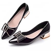 Women's Chunky Closed Toe Low Block Heels Work Pumps Comfortable Dress Wedding Shoes for Party Office