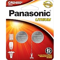 Panasonic CR2450 3.0 Volt Long Lasting Lithium Coin Cell Batteries in Child Resistant, Standards Based Packaging, 2-Battery Pack