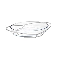 Godinger Oven to Table Glass Oval Baker, Warmer, Serving Piece with Woven Nickel Base - 4 QT