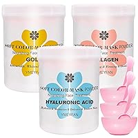 3PCS Jelly Mask for Facials Professional, Collagen 24K Gold Hyaluronic Acid Hydrojelly Mask Powder for Firming & Moisturzing Hydrating Anti-Aging, 8.8oz Jelly Masks Powder with Tools