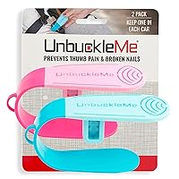 UnbuckleMe Car Seat Buckle Release Tool (As Seen on Shark Tank) - Easy Opener Aid for Arthritis, Long Nails, Older Kids - Button Pusher for Infant, Toddler, Convertible Car Seats (2 Pack, Blue & Pink)