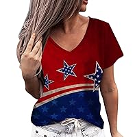 Funny 4Th of July Shirts, Women Tie-dye Independence Day Fashion Printed Colorful Short Sleeve Blouse