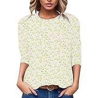 Womens Blouses and Tops Dressy Plus Comfortable T Shirts for Women Fashion Casual Summer Tops Round Neck Three