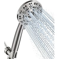 Cobbe High Pressure 8 Functions Shower Head with handheld - Powerful Detachable Shower Head Set for Low Water Pressure - Tool-less 1-Min Installation, Extra Long Stainless Steel Hose (Brushed Nickel)