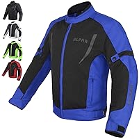 ALPHA CYCLE GEAR HI VIS MESH MOTORCYCLE JACKET FOR MENS RIDING BIKERS RACING DUAL SPORTS BIKE ARMORED PROTECTIVE (BLUE, 3X-LARGE)