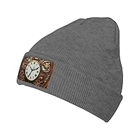 Unisex Beanie for Men and Women Rusty Steampunk Clock Knit Hat Winter Beanies Soft Warm Ski Hats